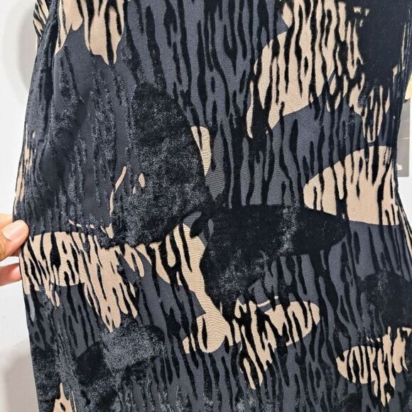 Vintage Tessuto Velvet Butterfly Print Silk Blend A Line Dress Size 8 Black/Mult - Picture 9 of 14